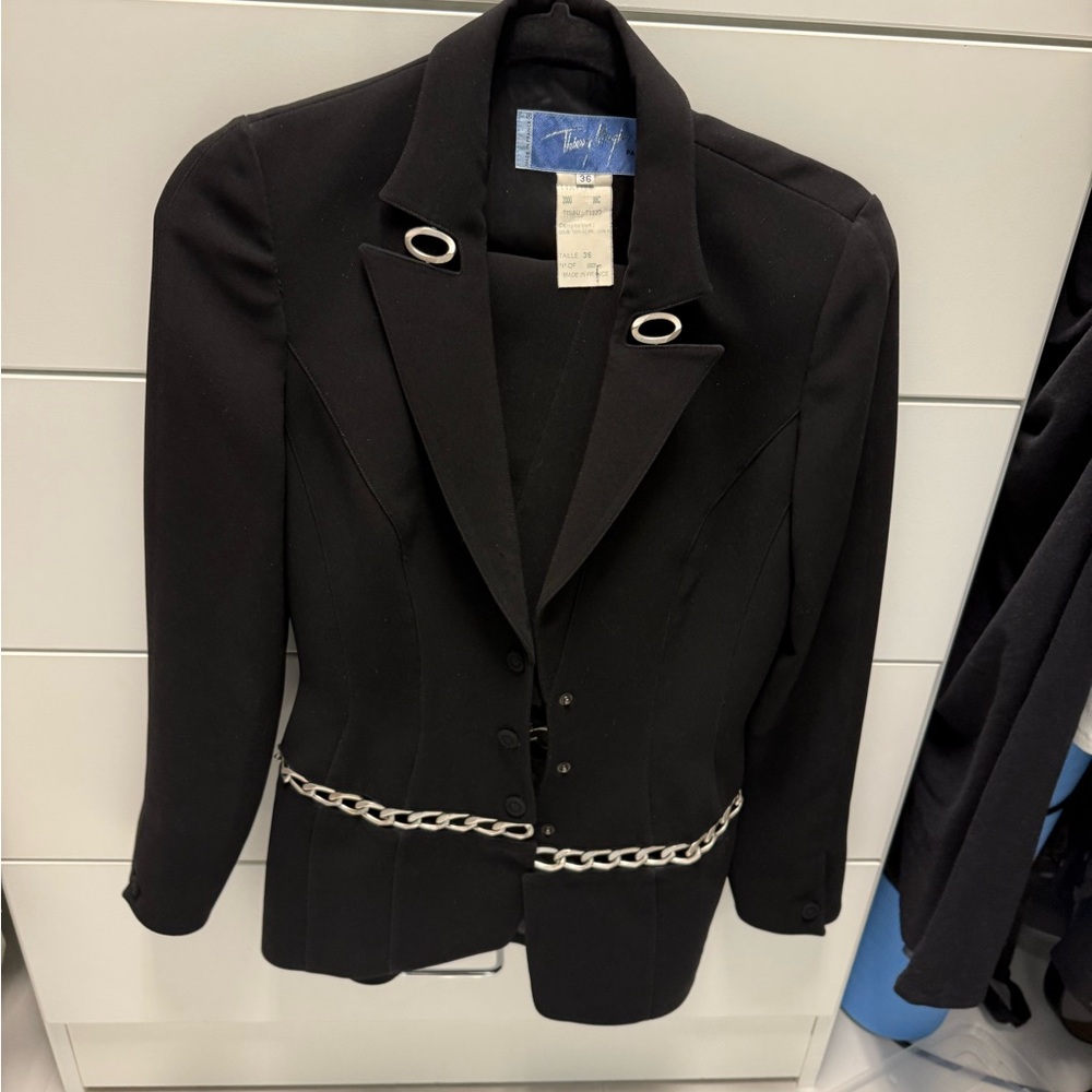 Black Women's Blazer with Chain Detail